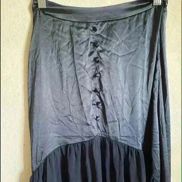 ASOS Drop Waist Maxi Coquette Skirt Ruffle\Pleated Detail In Navy Blue Size 0 - Picture 4 of 10